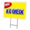 Signmission Free Ac Check Yard Sign & Stake outdoor plastic coroplast window, C-2436 Free Ac Check C-2436 Free Ac Check - alternate 1